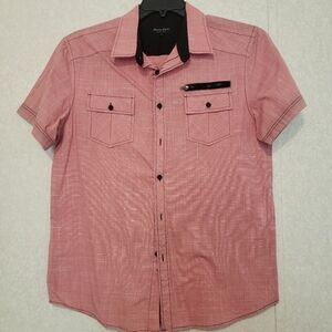 EIGHTY EIGHT....SHORT SLEEVE BUTTON UP SHIRT....PINK....SIZE:LARGE